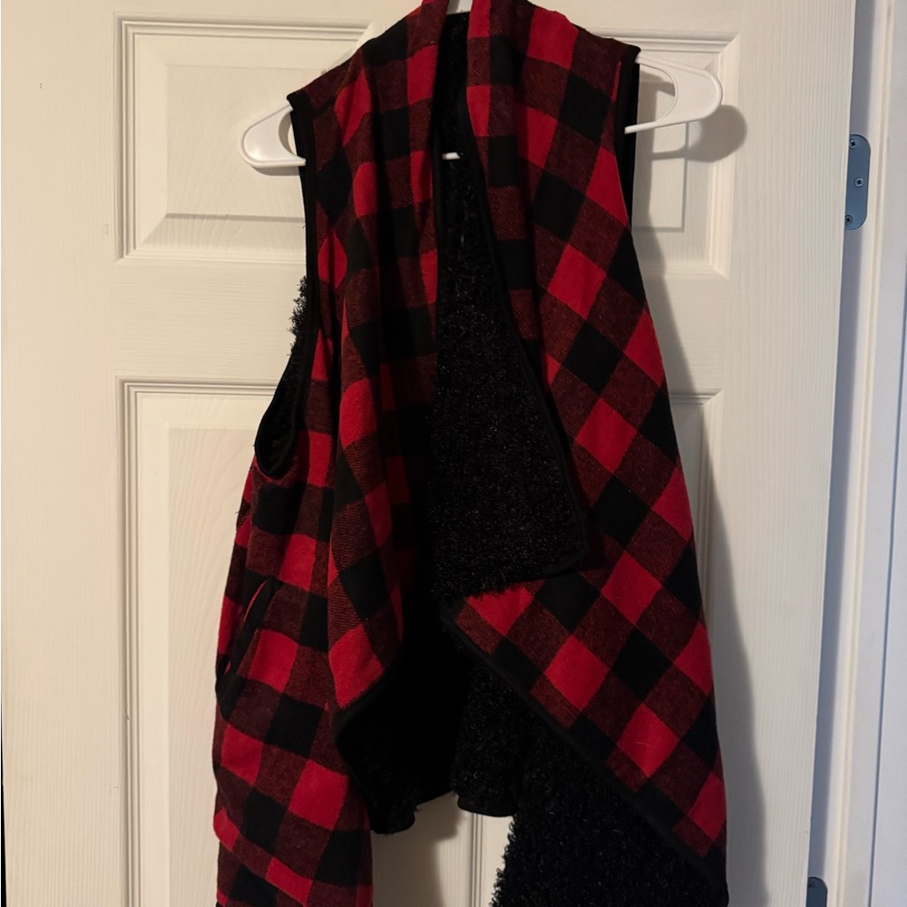Red and Black Plaid Vest